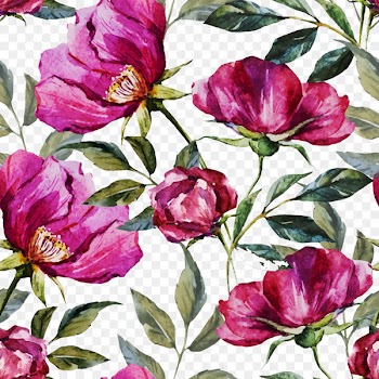 Watercolor painting Royalty-free Illustration - Red tropical plants flowers 