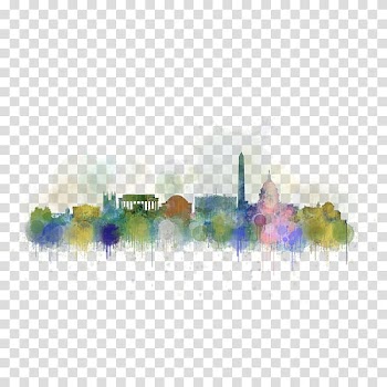 Watercolor painting Skyline, America Skyline transparent background PNG clipart