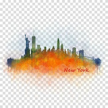 Watercolor painting Skyline Empire State Building Rome, painting transparent background PNG clipart