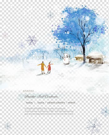 Watercolor painting Snow Winter Illustration, Winter illustration transparent background PNG clipart