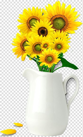 Watercolor painting Standee Poster , Sunflower vase transparent background PNG clipart