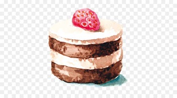Watercolor painting Strawberry cake Drawing Illustration - Chocolate cake picture 