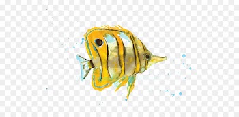Watercolor painting Tropical fish Art - Kiss yellow fish picture material 