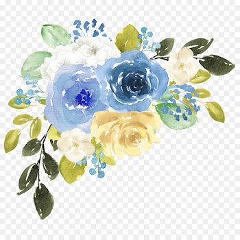 Watercolor painting Watercolor: Flowers Blue Flower Painting - flower 