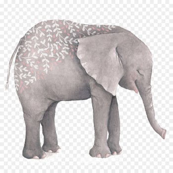 Watercolor painting Watercolor: Flowers Elephant Floral design Illustration - simple elephant 