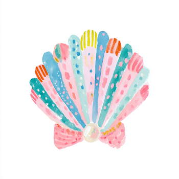 Watercolor Pearl Shell Illustration