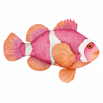Watercolor Pink Clownfish Illustration