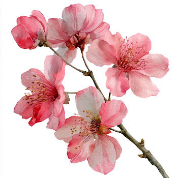 Watercolor Pink Flowers on Transparent Background