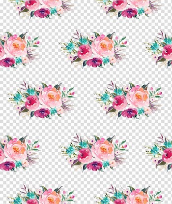 Watercolor pink flowers transparent background PNG clipart