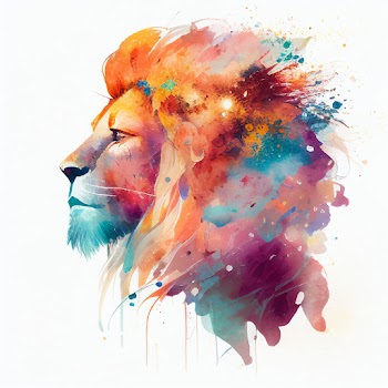 Watercolor Portrait Lions Face, generated by A.I