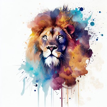 Watercolor Portrait Lions Face, generated by A.I