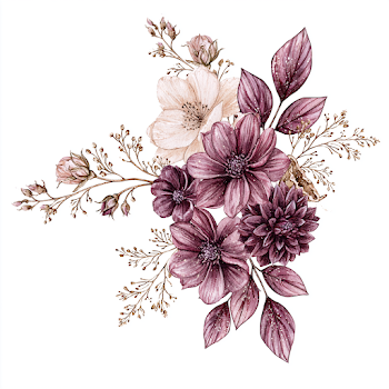 Watercolor Purple Flower Bouquet Clipart