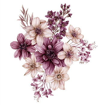 Watercolor Purple Flower Bouquet Clipart