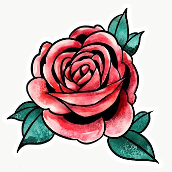 Watercolor red rose flower sticker overlay design element  | Free  transparent png - 2359018