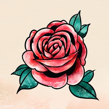 Watercolor red rose flower sticker overlay vector | Free  vector - 2350175