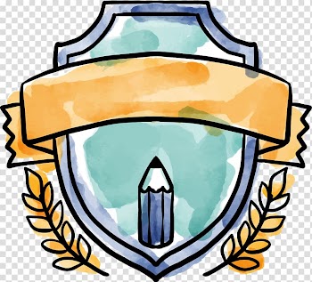 Watercolor School Watercolor painting , Drawing ribbon school shield icon transparent background PNG clipart