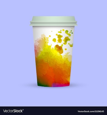 Watercolor splashes on coffee cup vector image