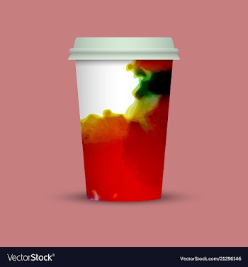 Watercolor splashes on coffee cup vector image