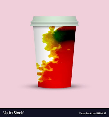 Watercolor splashes on coffee cup vector image