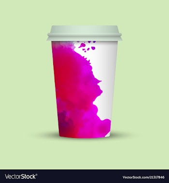 Watercolor splashes on coffee cup vector image