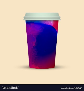 Watercolor splashes on coffee cup vector image