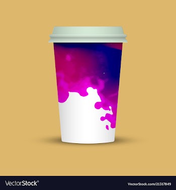 Watercolor splashes on coffee cup vector image