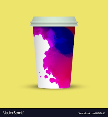 Watercolor splashes on coffee cup vector image