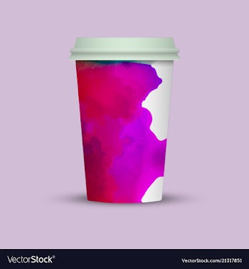 Watercolor splashes on coffee cup vector image