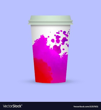 Watercolor splashes on coffee cup vector image