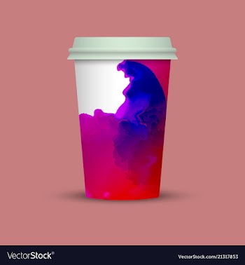 Watercolor splashes on coffee cup vector image