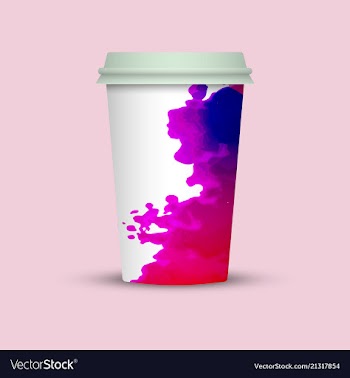 Watercolor splashes on coffee cup vector image