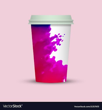 Watercolor splashes on coffee cup vector image