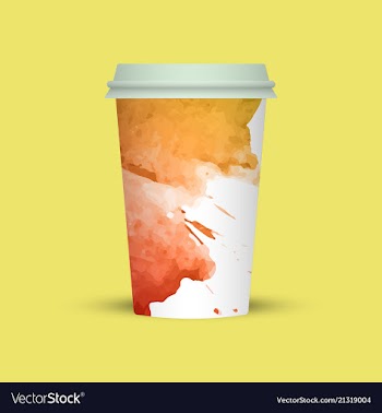 Watercolor splashes on coffee cup vector image
