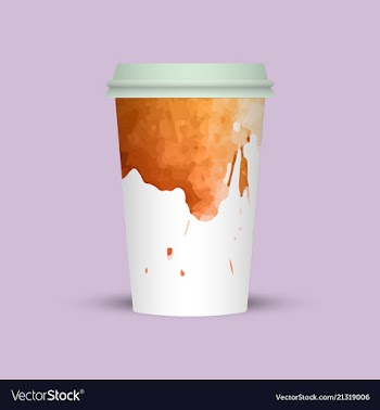 Watercolor splashes on coffee cup vector image