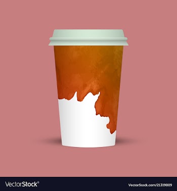 Watercolor splashes on coffee cup vector image