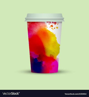 Watercolor splashes on coffee cup vector image