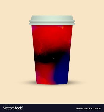 Watercolor splashes on coffee cup vector image