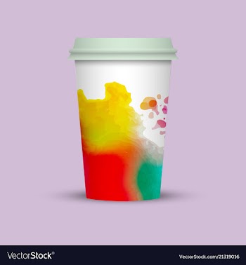 Watercolor splashes on coffee cup vector image
