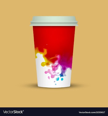 Watercolor splashes on coffee cup vector image