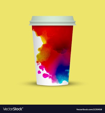 Watercolor splashes on coffee cup vector image