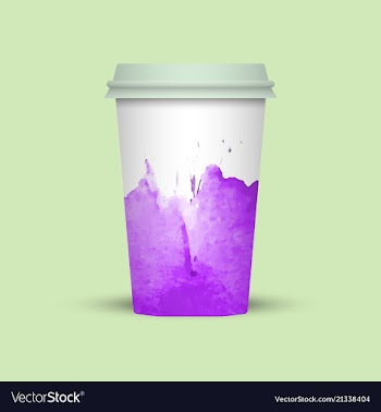 Watercolor splashes on coffee cup vector image