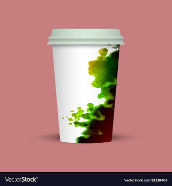 Watercolor splashes on coffee cup vector image
