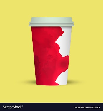 Watercolor splashes on coffee cup vector image