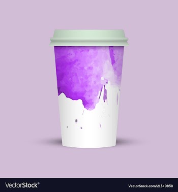 Watercolor splashes on coffee cup vector image