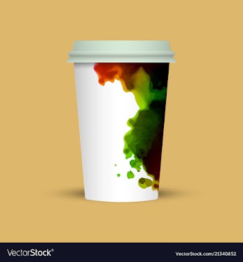 Watercolor splashes on coffee cup vector image