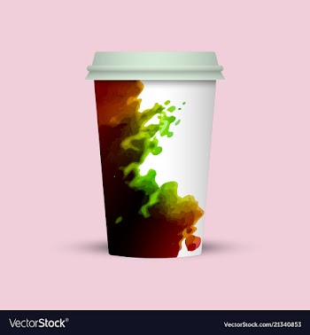 Watercolor splashes on coffee cup vector image