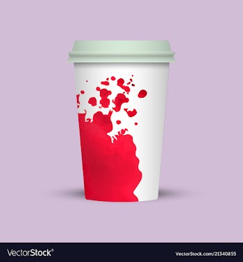 Watercolor splashes on coffee cup vector image