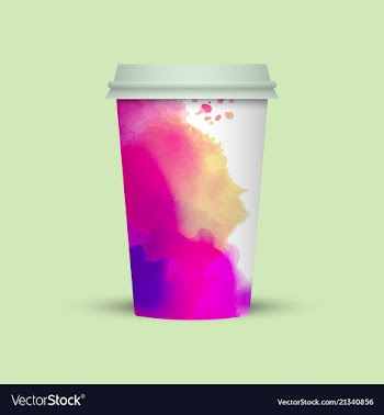 Watercolor splashes on coffee cup vector image