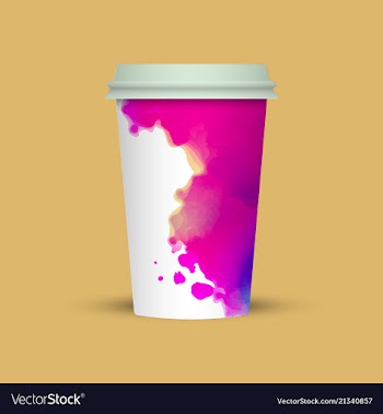 Watercolor splashes on coffee cup vector image