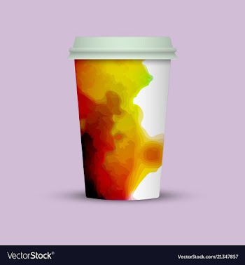 Watercolor splashes on coffee cup vector image